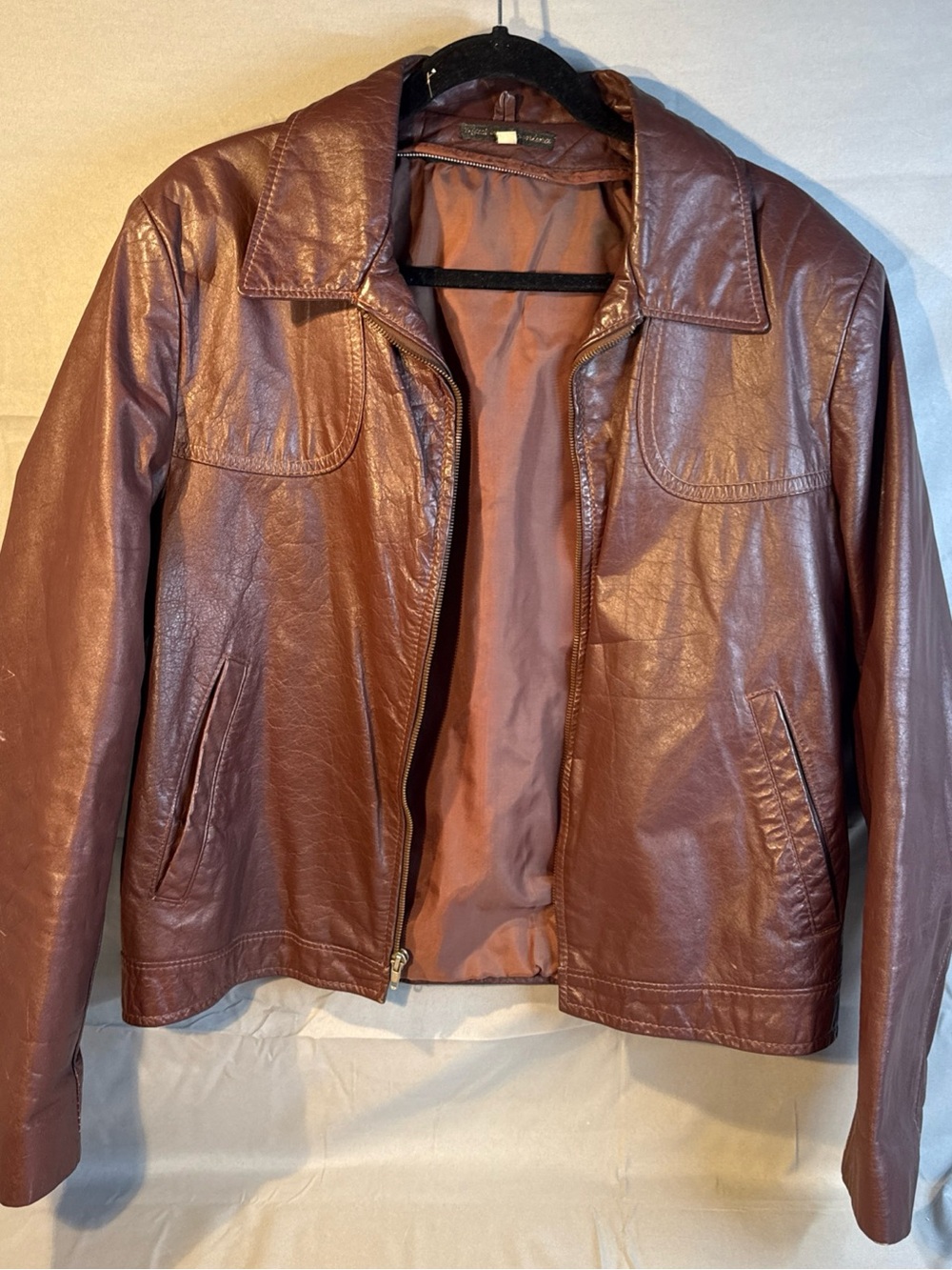 Brown Leather Zip-Front Jacket